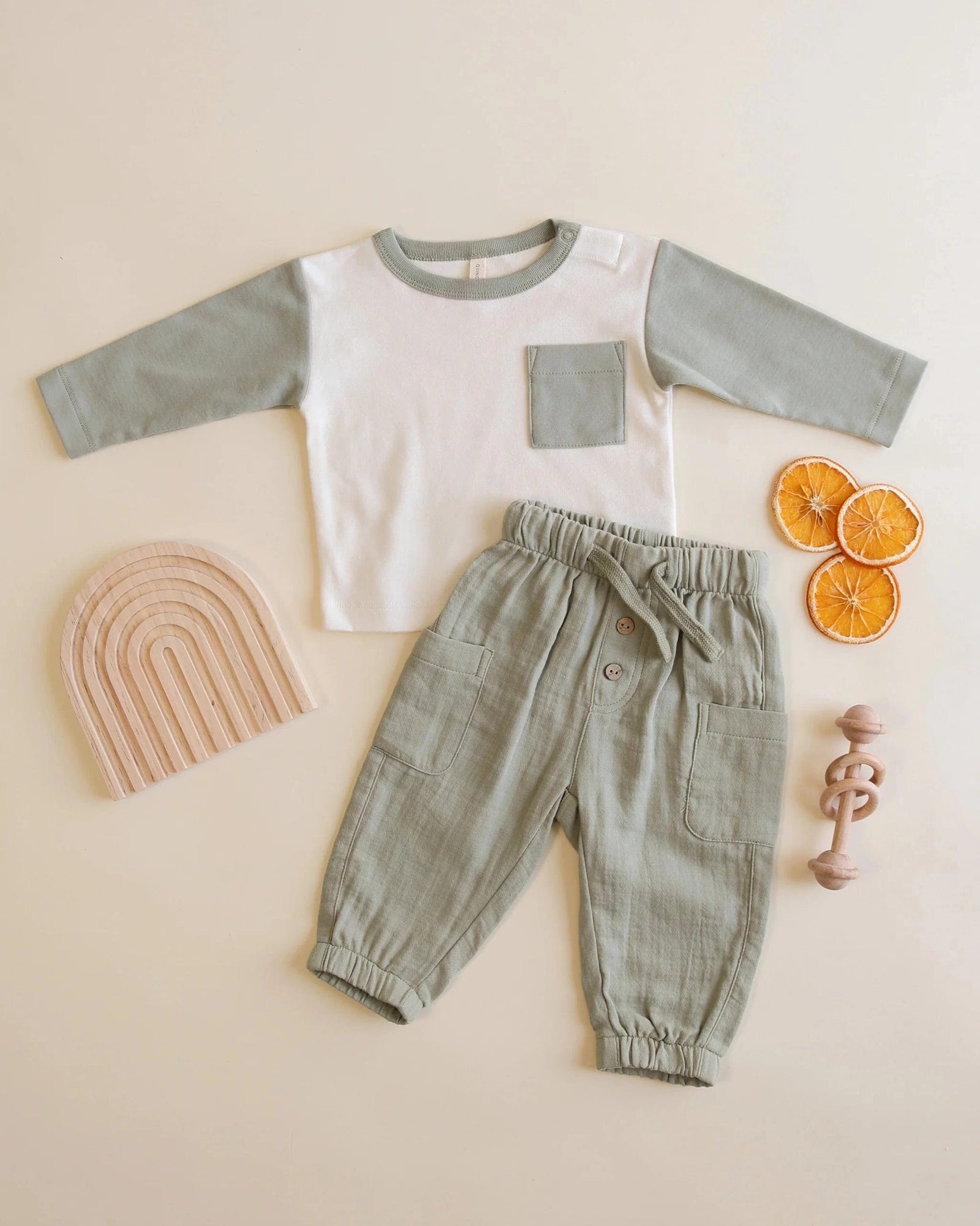 Quincy Mae Baby Long Sleeve Raglan Tee - Fern
