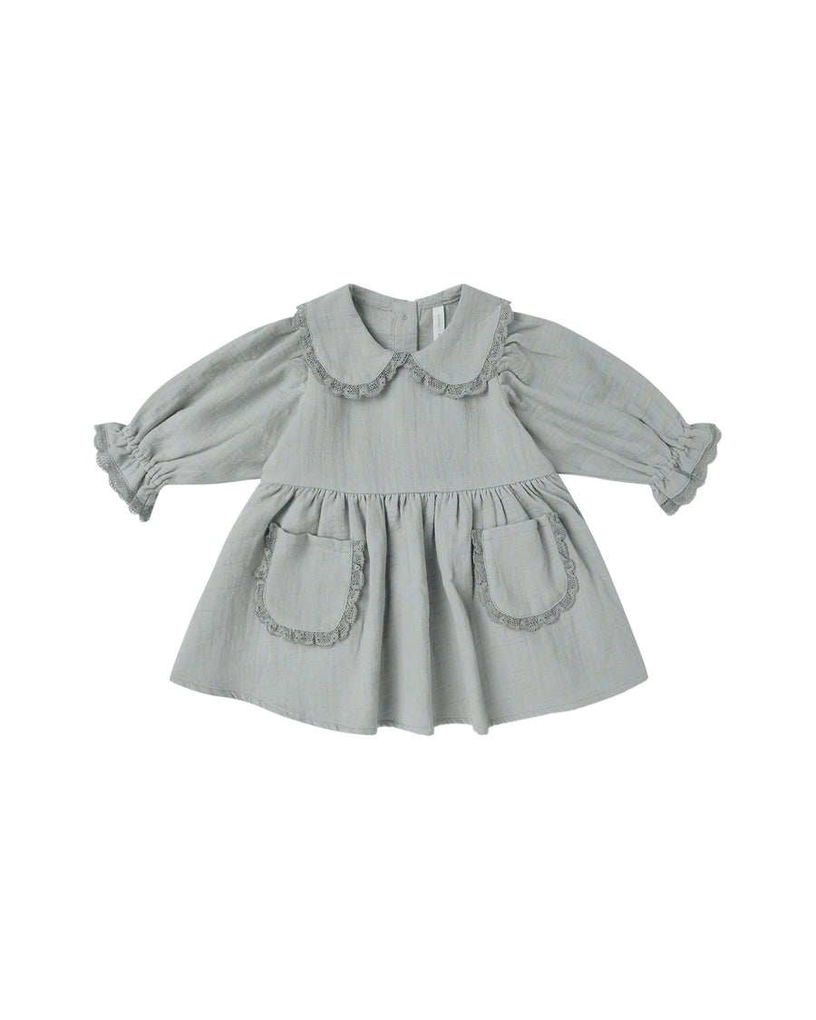 Quincy Mae Baby Marisol Dress - Steel Blue