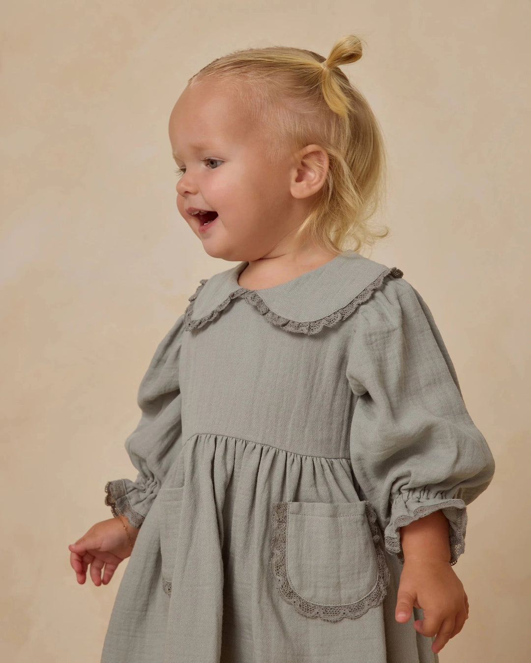 Quincy Mae Baby Marisol Dress - Steel Blue