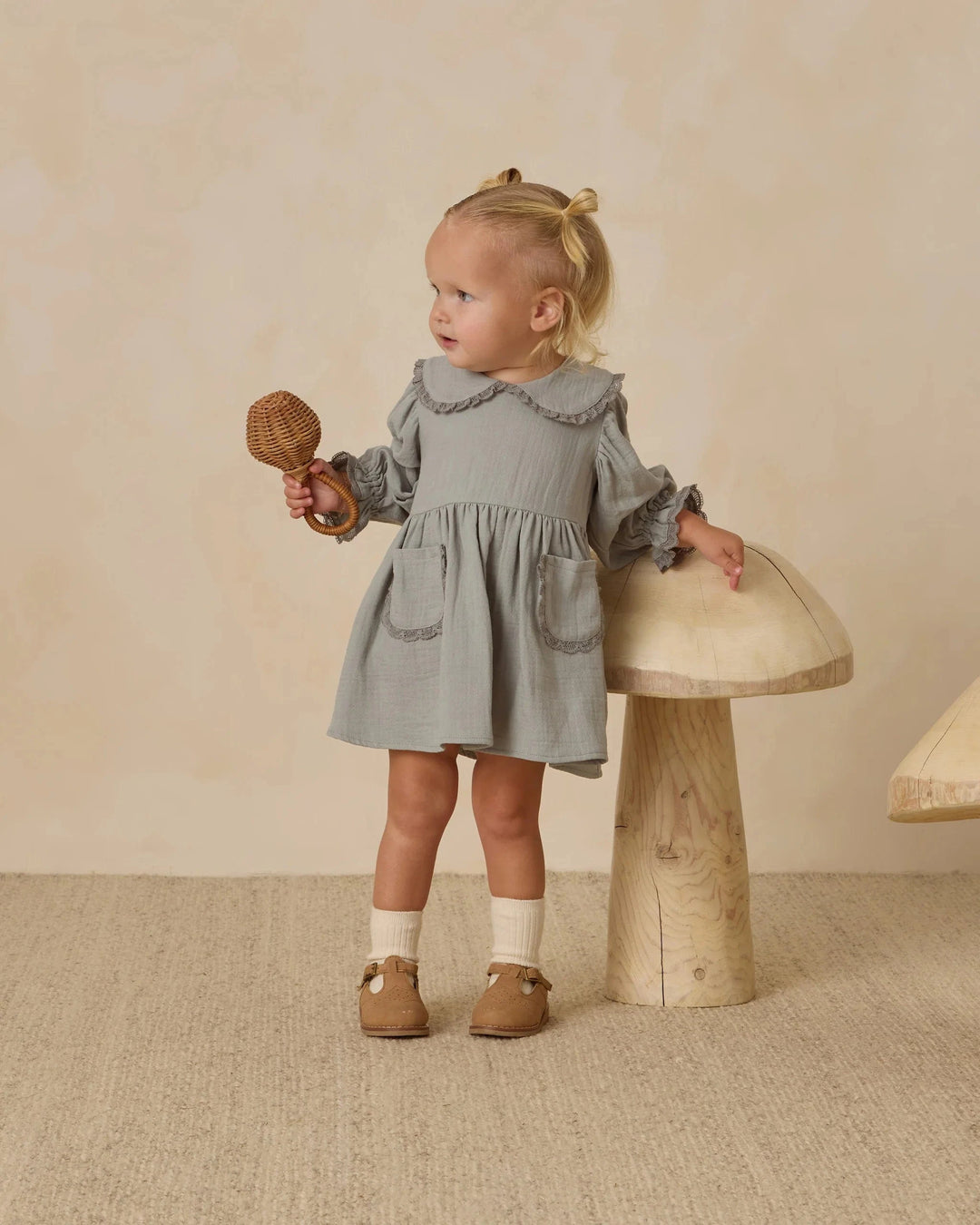 Quincy Mae Baby Marisol Dress - Steel Blue