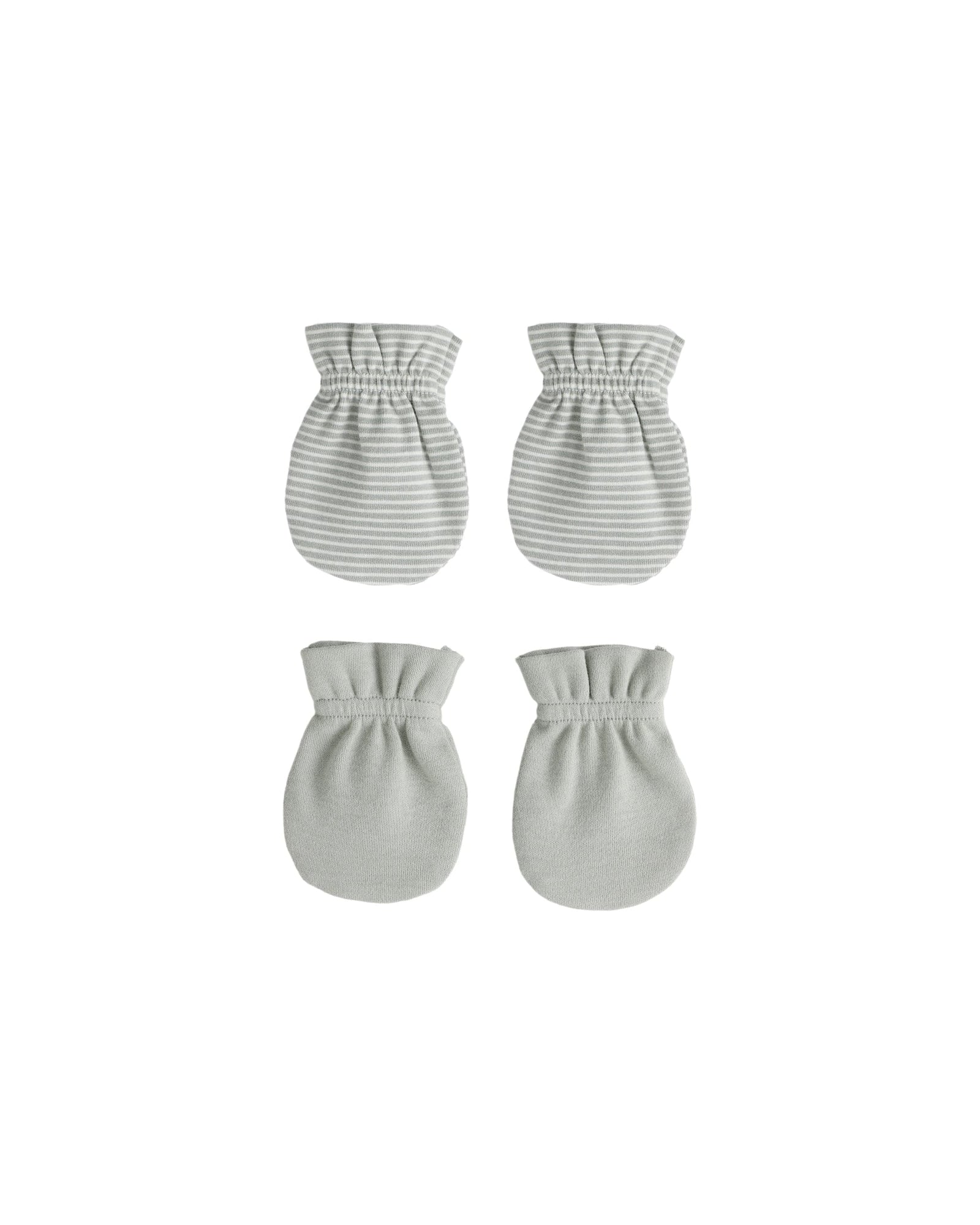 Quincy Mae Baby No Scratch Mittens Set - Micro Stripe, Sage