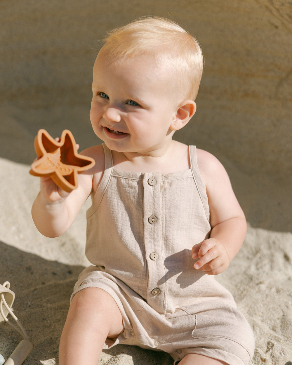 Quincy Mae Baby Oakley Romper - Oat