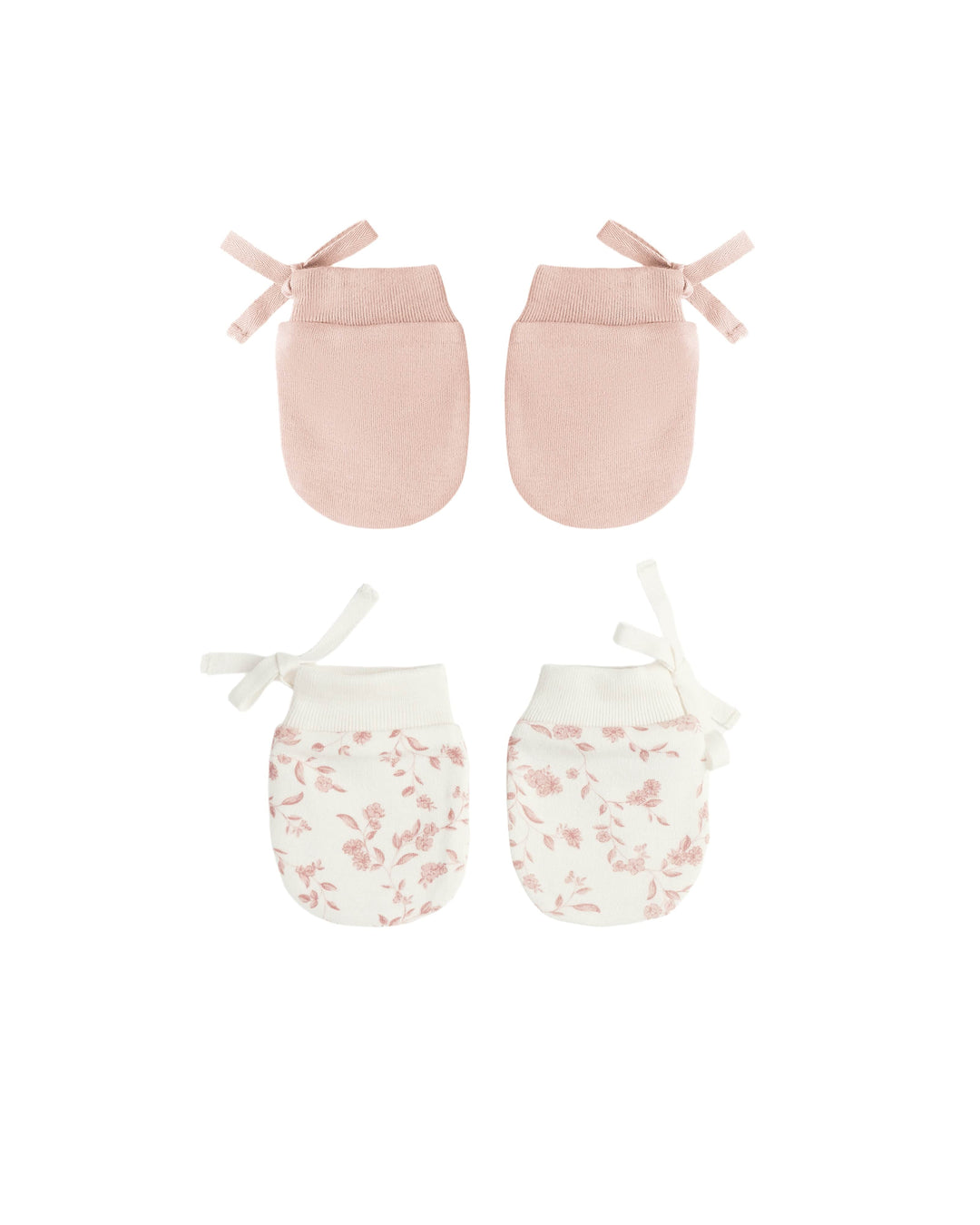 Quincy Mae Baby One Size No Scratch Mittens, Set Of 2 - Rose, French Garden