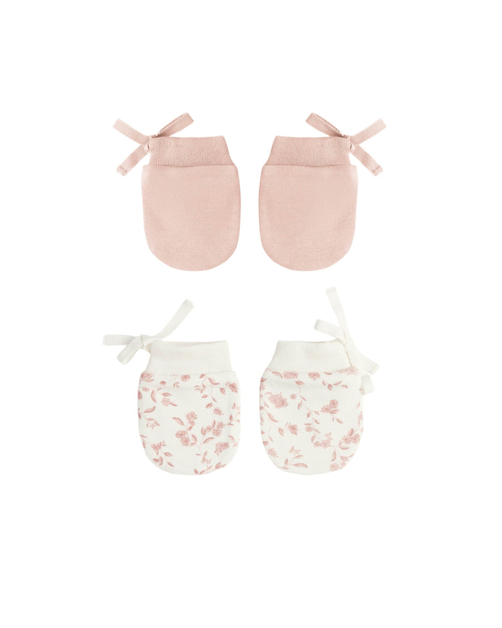 Quincy Mae Baby One Size No Scratch Mittens, Set Of 2 - Rose, French Garden