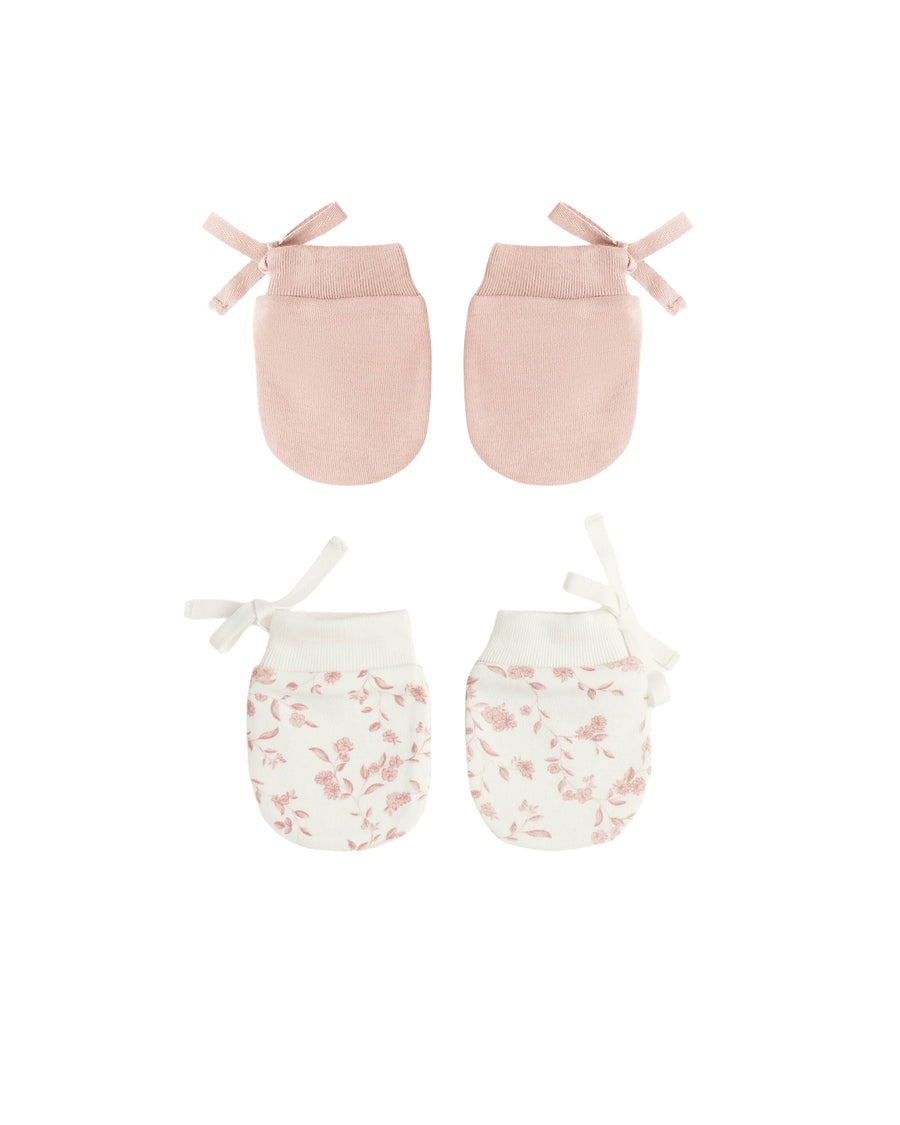 Quincy Mae Baby One Size No Scratch Mittens, Set Of 2 - Rose, French Garden
