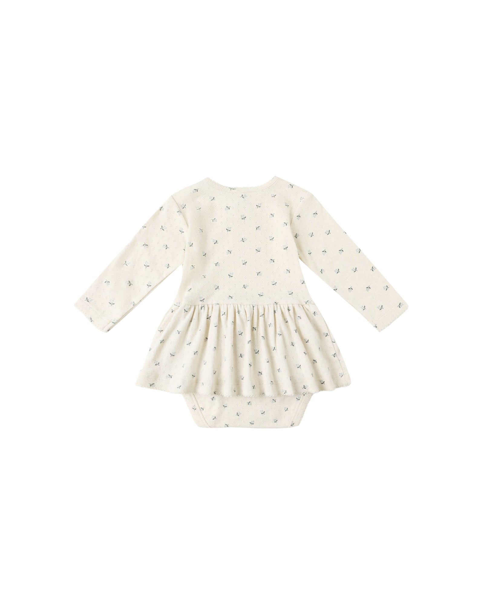 Quincy Mae Baby Pointelle Skirted Bodysuit - Blue Ditsy
