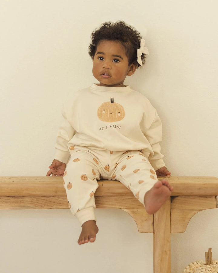 Quincy Mae Baby Relaxed Fleece Sweatpant - Smiley Pumpkins