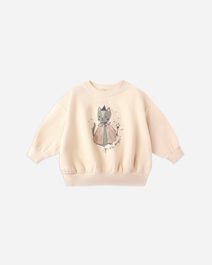 Quincy Mae Baby Relaxed Fleece Sweatshirt - Magic Cat