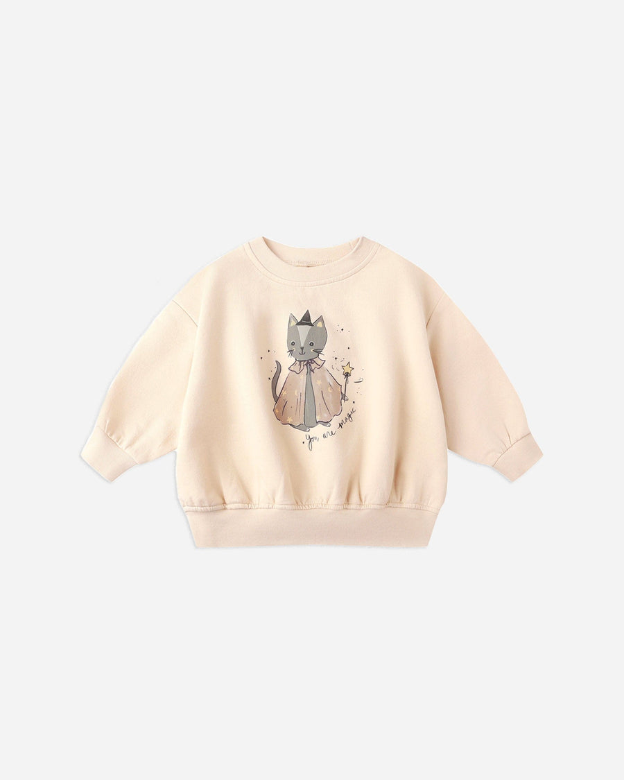Quincy Mae Baby Relaxed Fleece Sweatshirt - Magic Cat