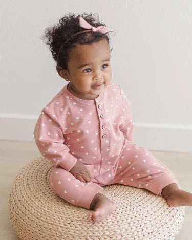 Quincy Mae Baby Relaxed Jumpsuit - Lipstick Hearts