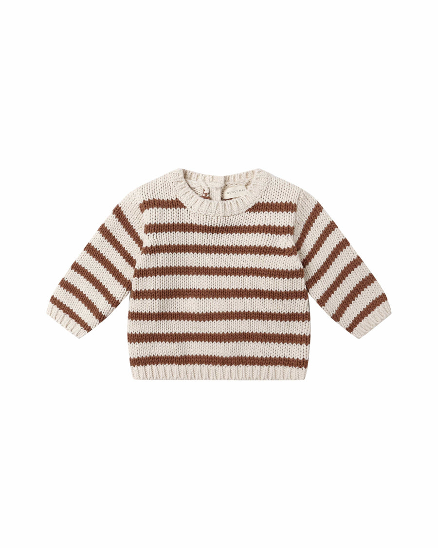 Quincy Mae Baby Rex Sweater - Cedar Stripe