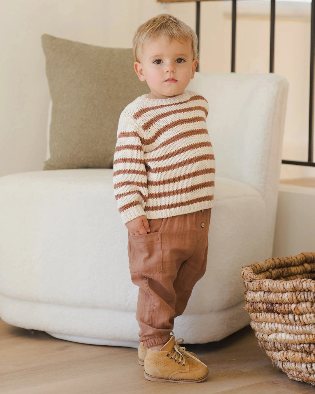 Quincy Mae Baby Rex Sweater - Cedar Stripe
