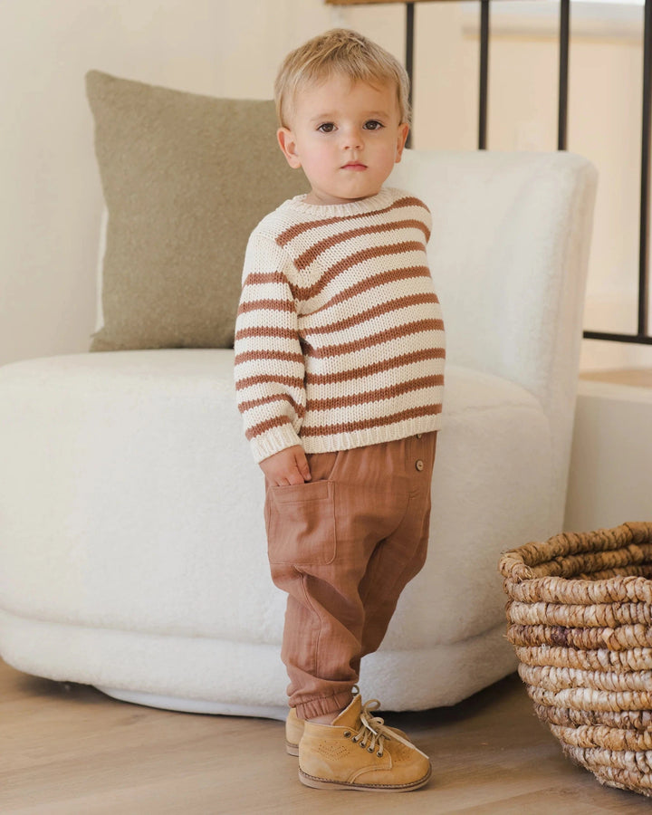 Quincy Mae Baby Rex Sweater - Cedar Stripe