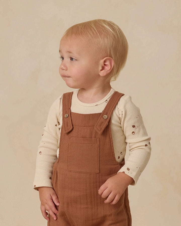 Quincy Mae Baby Ribbed Bodysuit, 2 Pack - Cedar Micro Stripe, Acorns