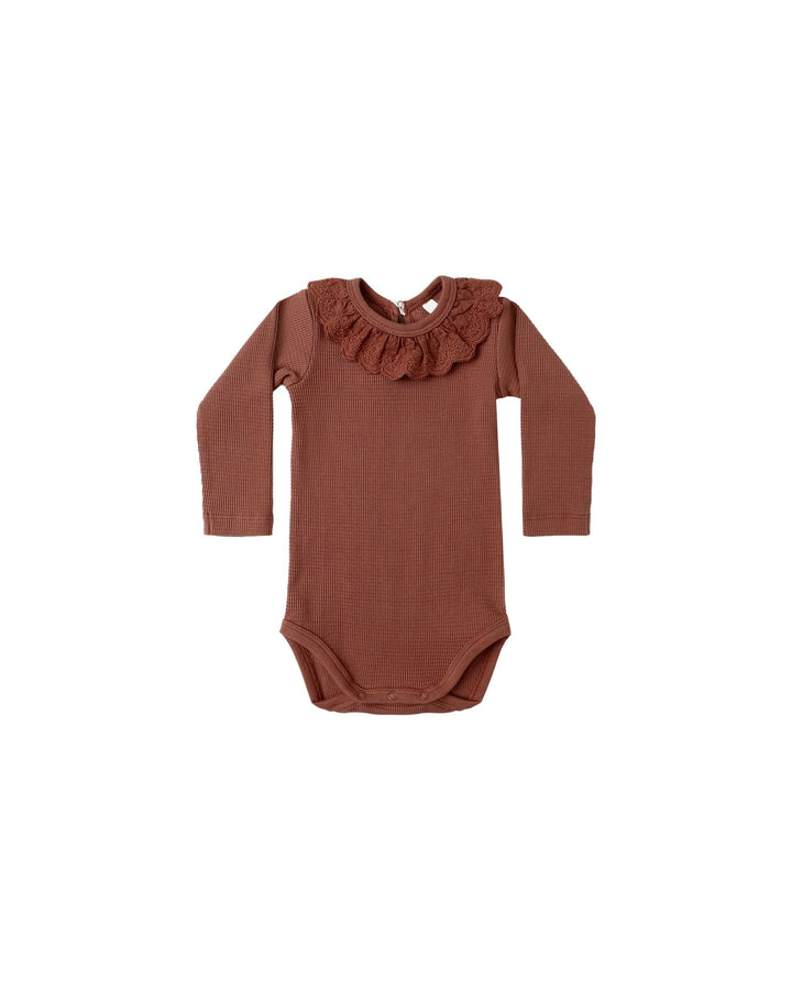 Quincy Mae Baby Ruffle Collar Bodysuit - Cranberry