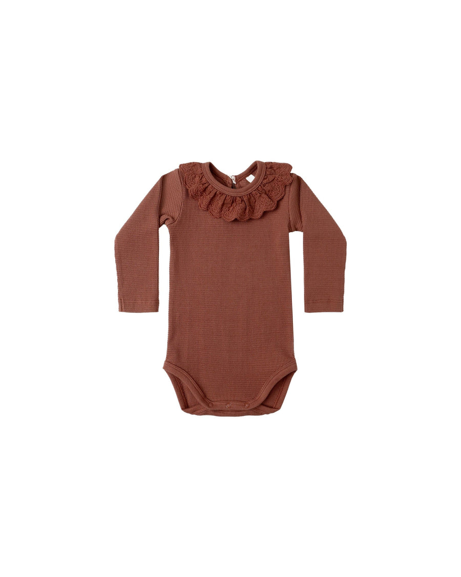 Quincy Mae Baby Ruffle Collar Bodysuit - Cranberry