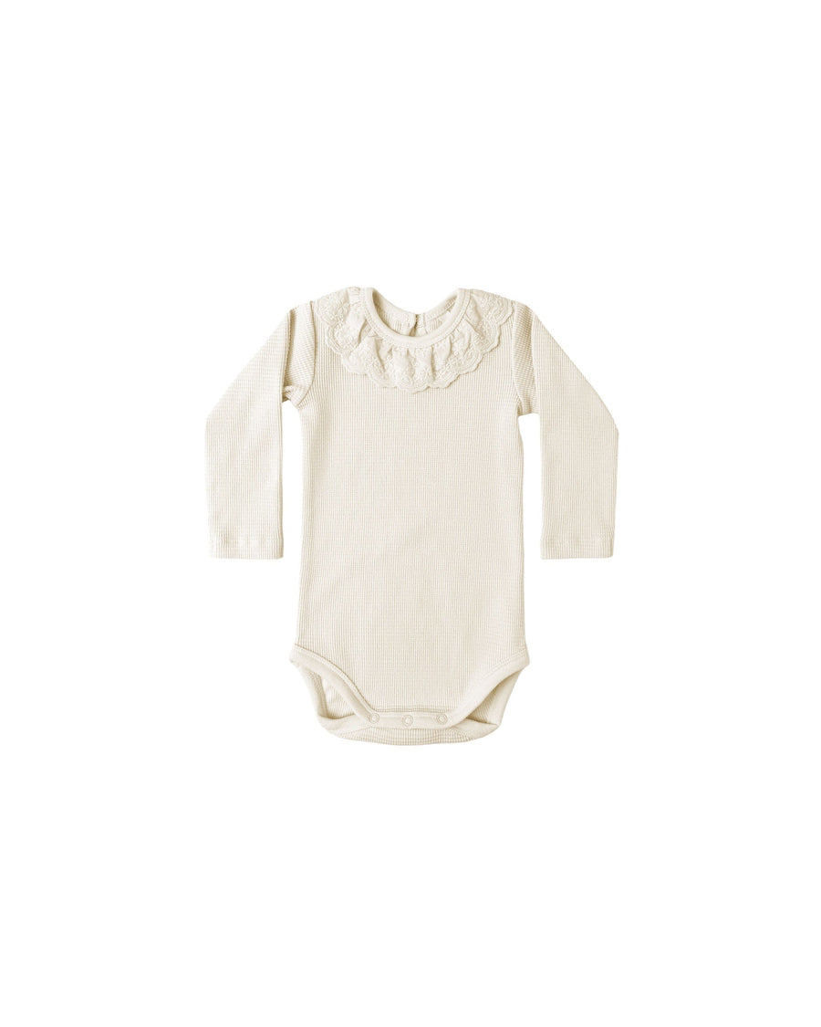 Quincy Mae Baby Ruffle Collar Bodysuit - Natural