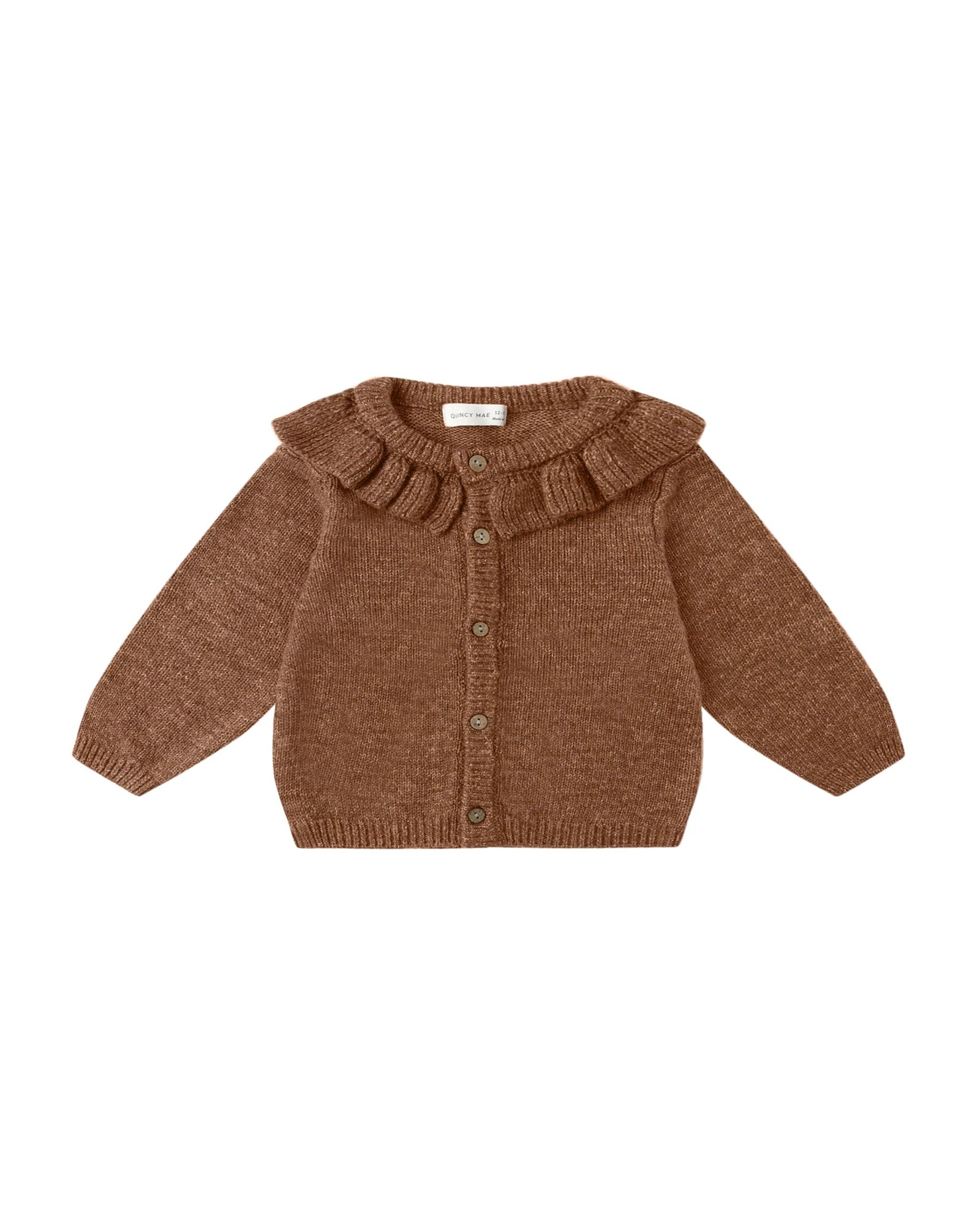 Quincy Mae Baby Ruffle Collar Cardigan - Heathered Cedar