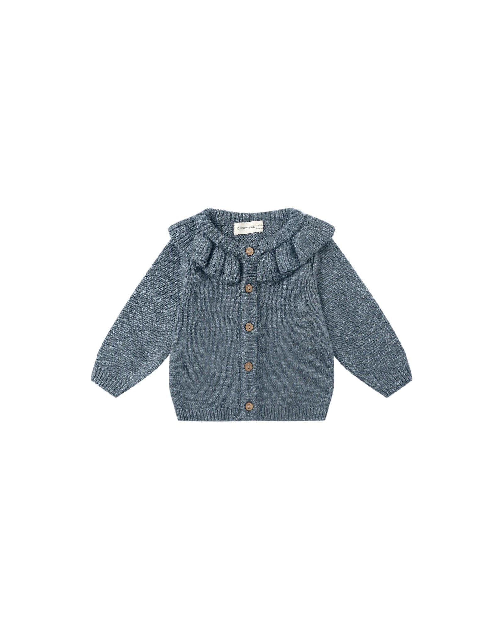Quincy Mae Baby Ruffle Collar Cardigan - Ocean