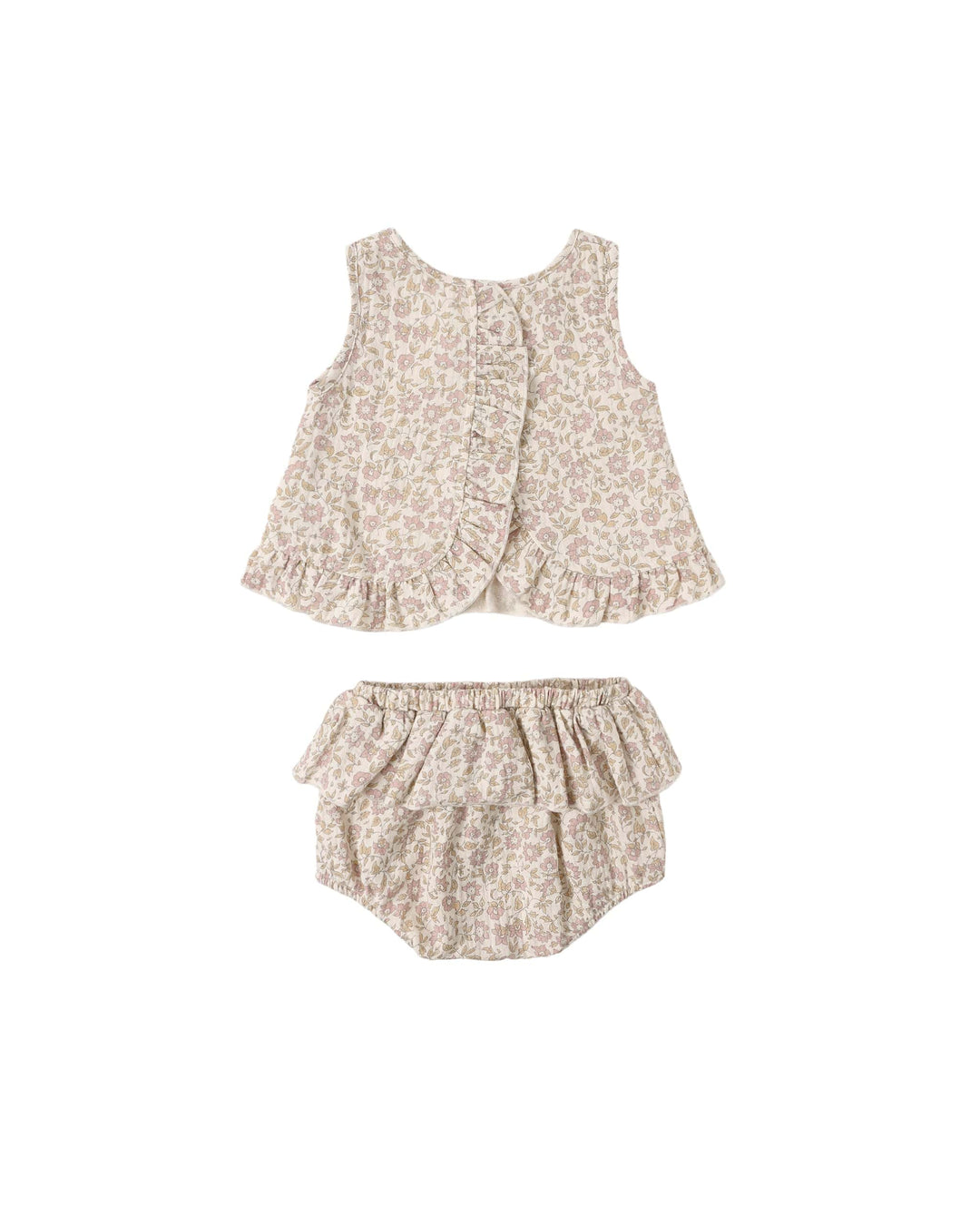 Quincy Mae Baby Ruffled Tulip Top + Bloomer Set Dahlia