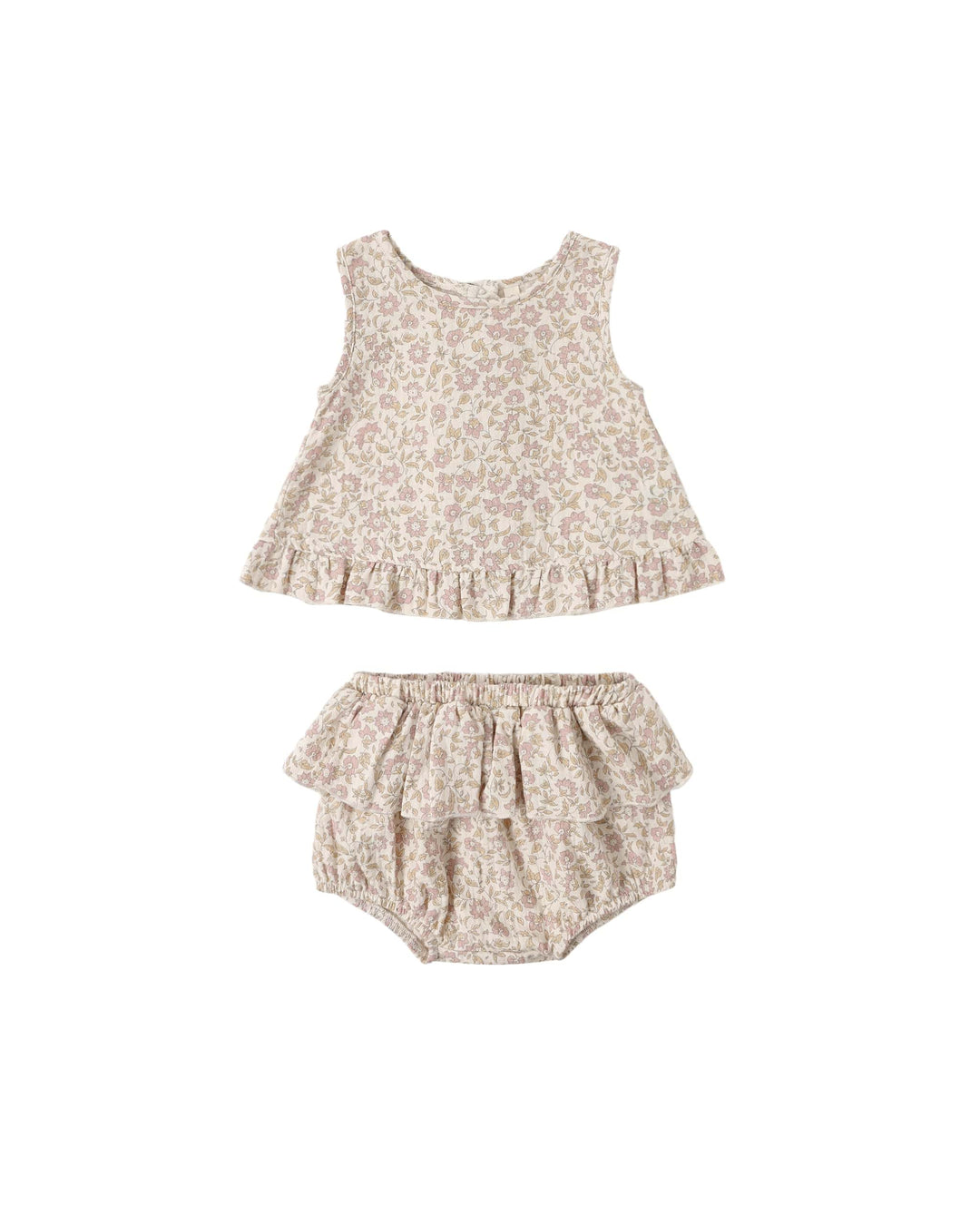 Quincy Mae Baby Ruffled Tulip Top + Bloomer Set Dahlia