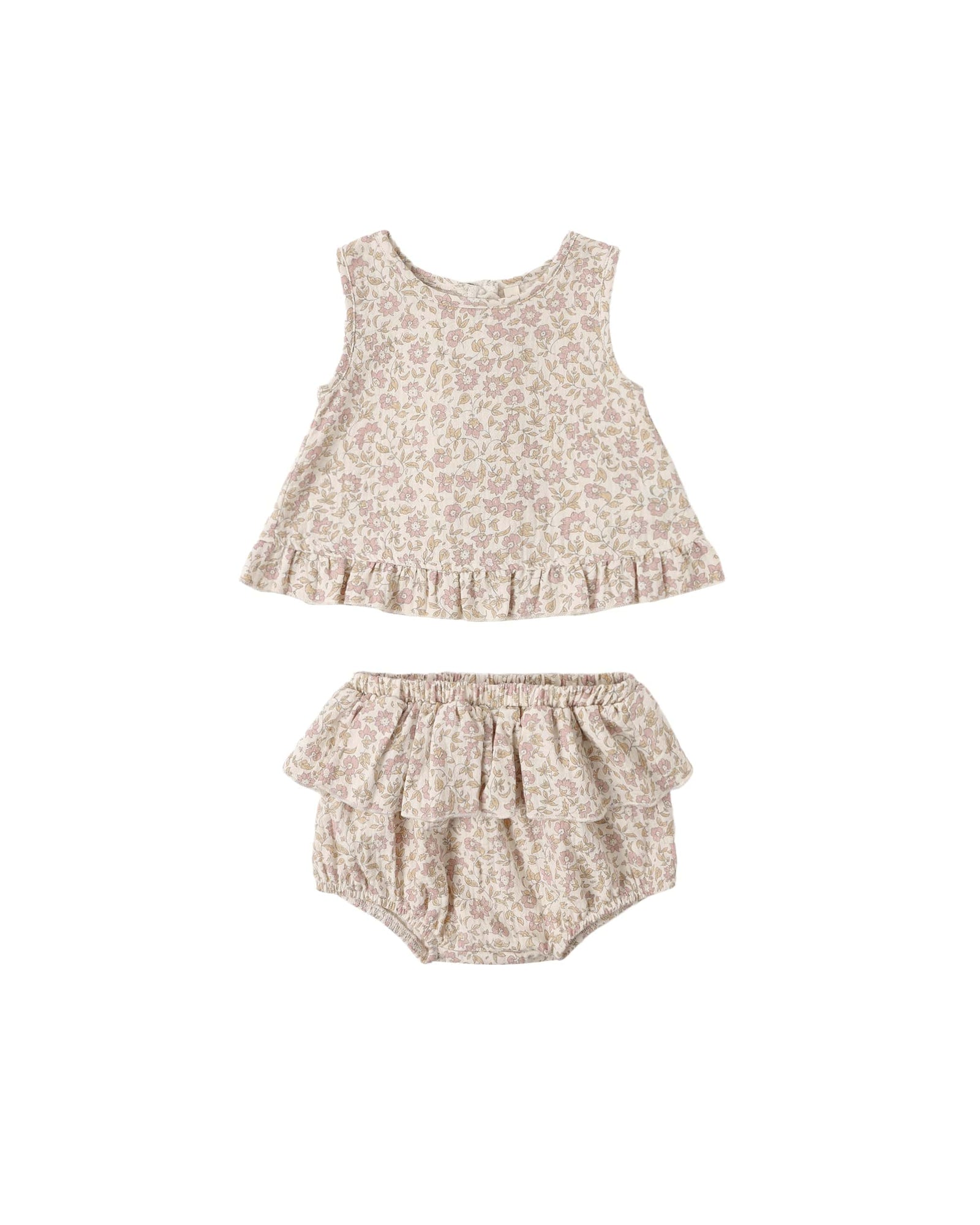 Quincy Mae Baby Ruffled Tulip Top + Bloomer Set Dahlia