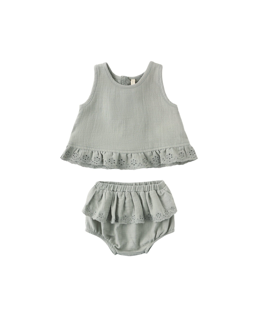 Quincy Mae Baby Ruffled Tulip Top + Bloomer Set Sage