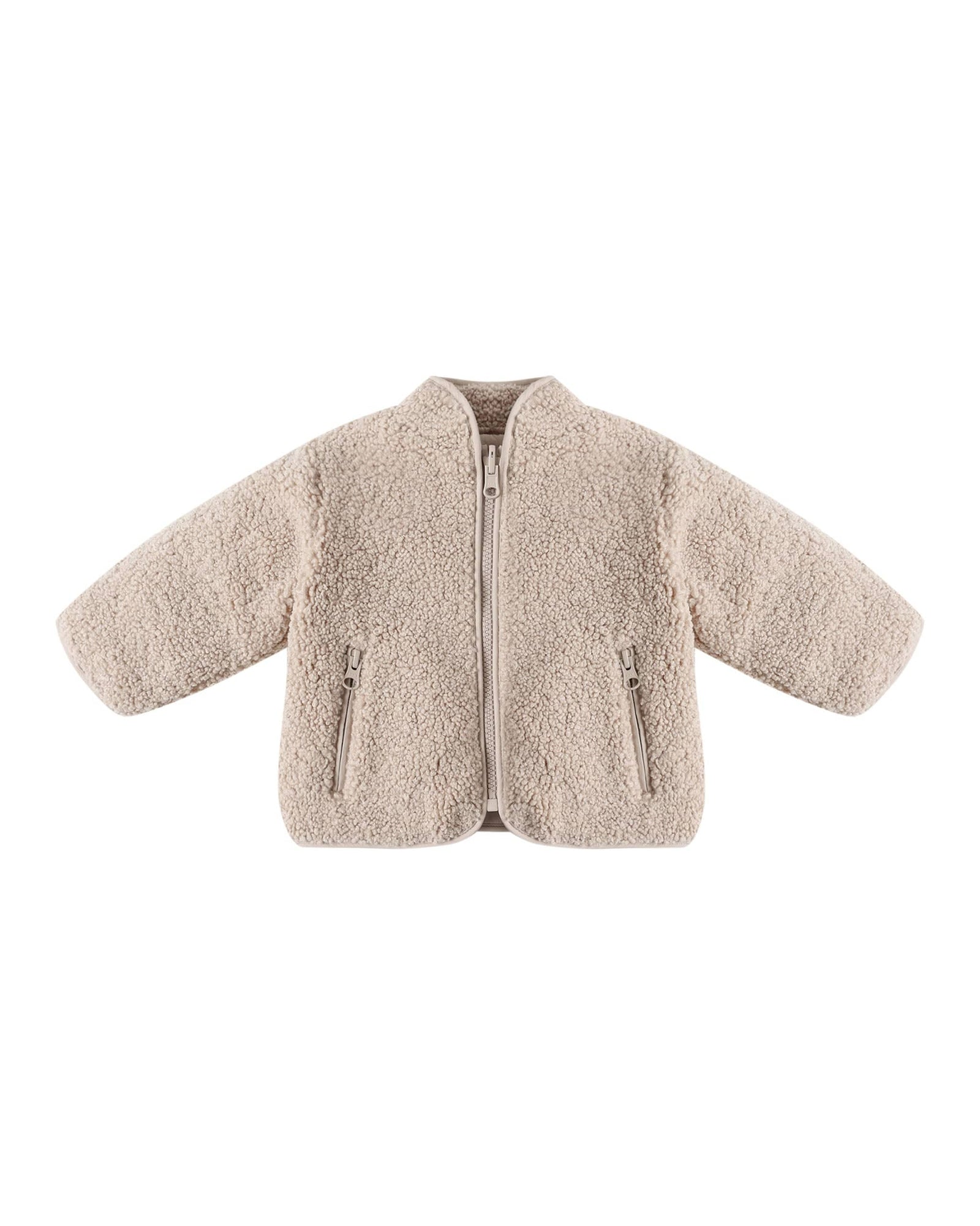 Quincy Mae Baby Shearling Zip Jacket - Oat