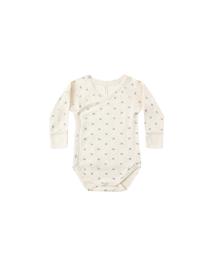 Quincy Mae Baby Side Snap Bodysuit - Blue Ditsy