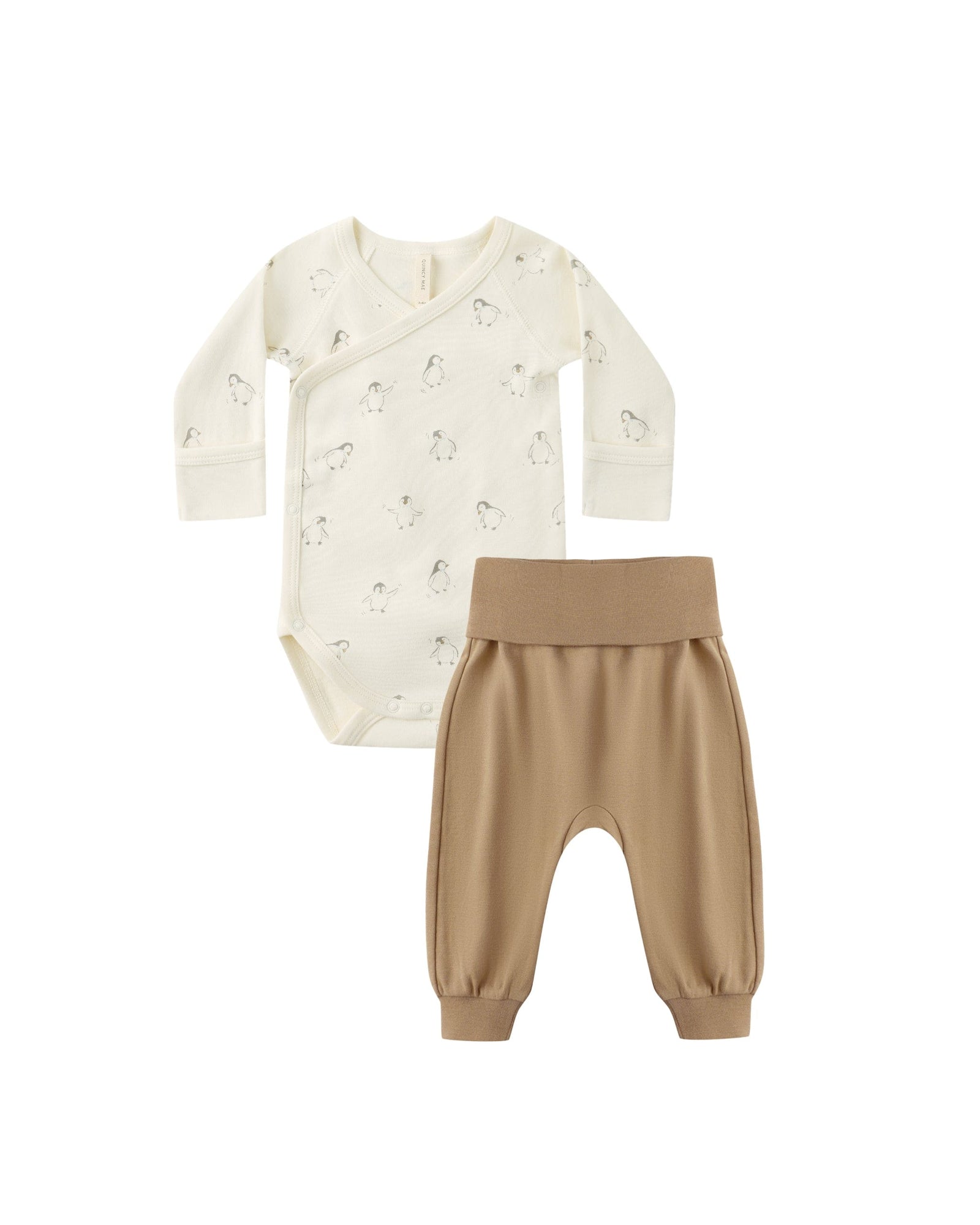 Quincy Mae Baby Side Snap Bodysuit + Pant Set - Penguins