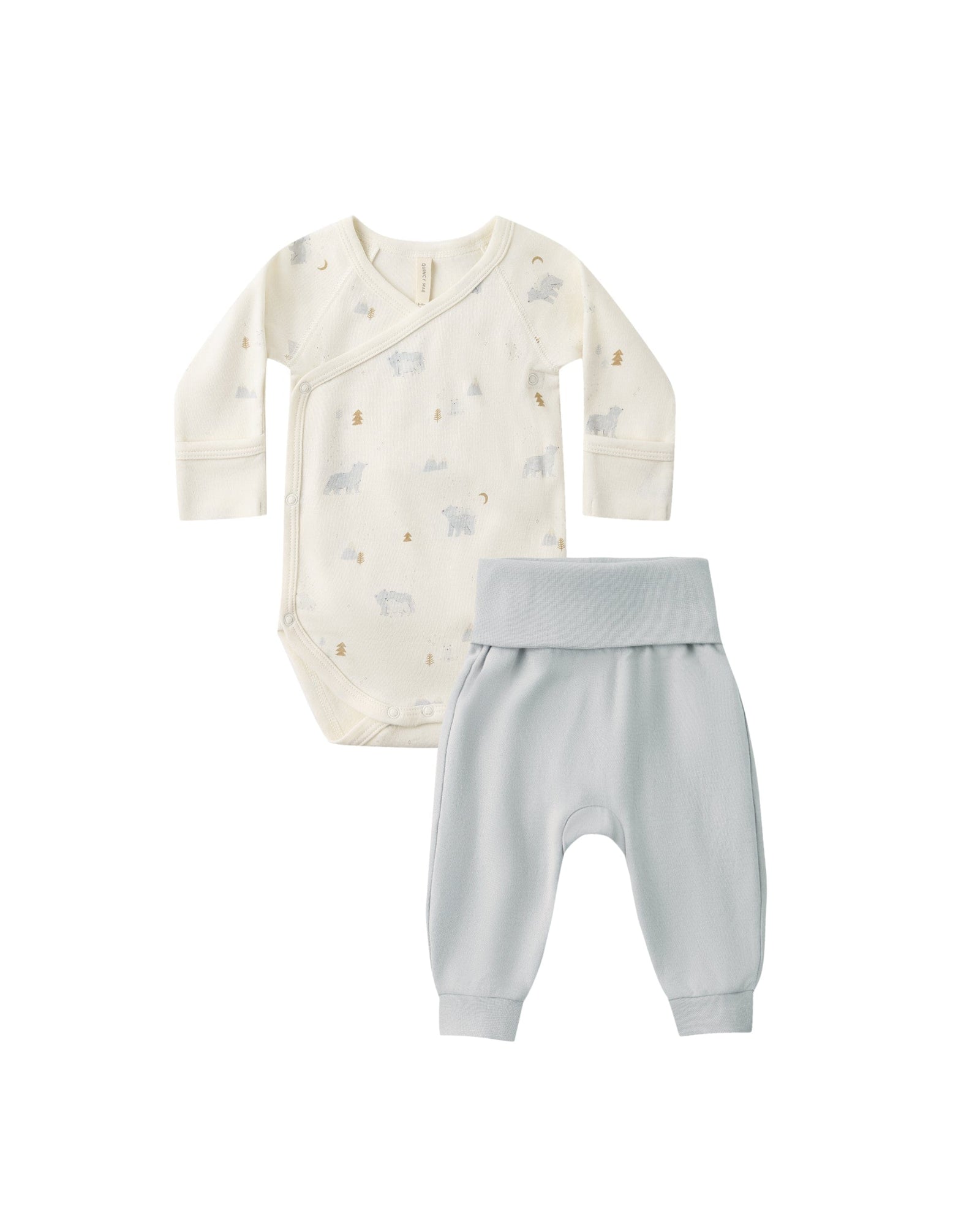 Quincy Mae Baby Side Snap Bodysuit + Pant Set - Polar Bears