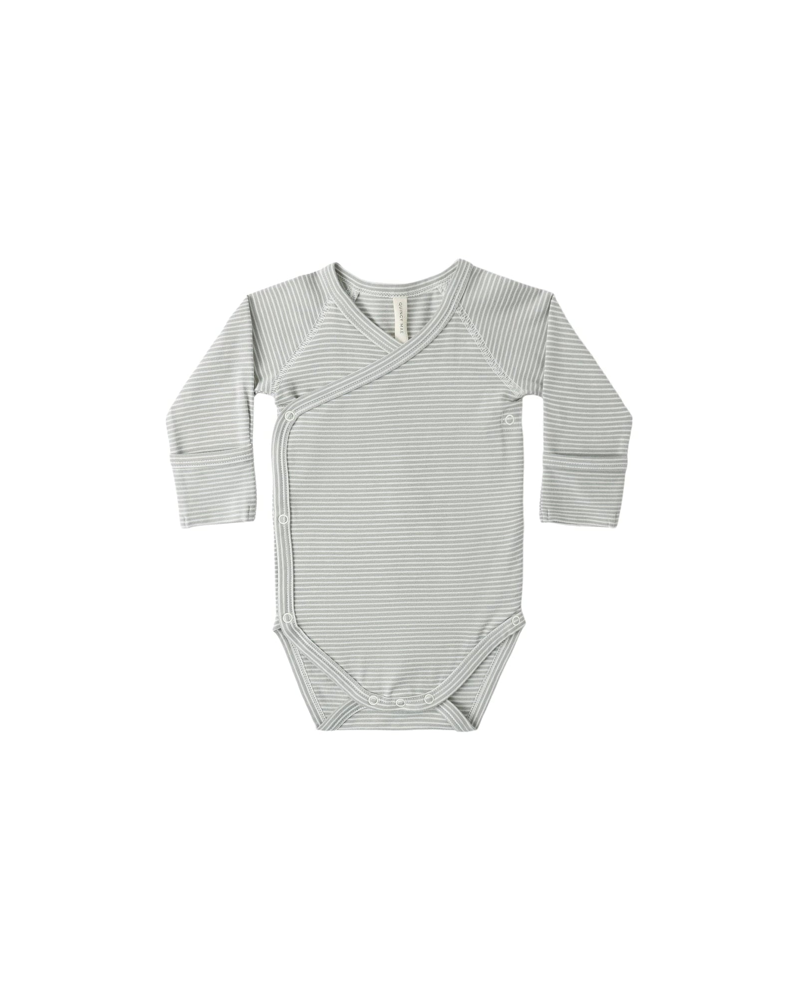 Quincy Mae Baby Side Snap Bodysuit Sage Micro Stripe