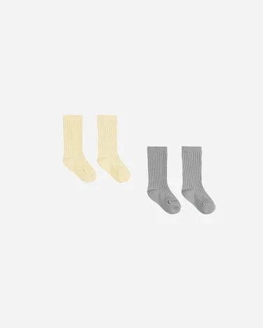 Quincy Mae Baby Sock Set - Sky, Yellow