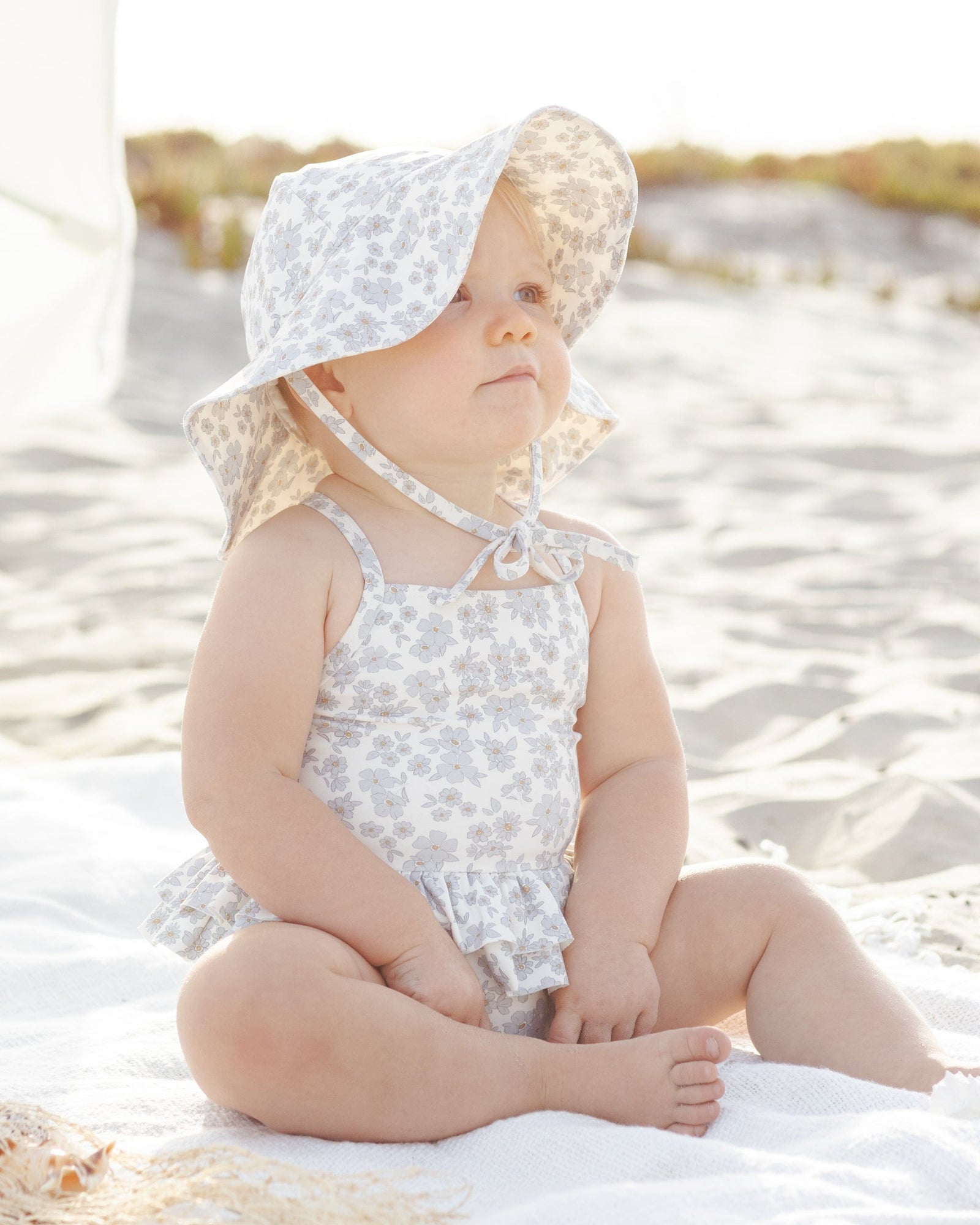 Quincy Mae Baby Sun Hat || Blue Floral