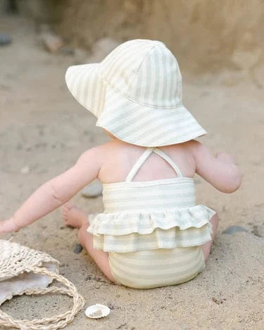 Quincy Mae Baby Sun Hat - Mint Stripe