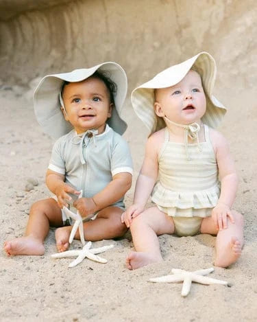 Quincy Mae Baby Sun Hat - Mint Stripe