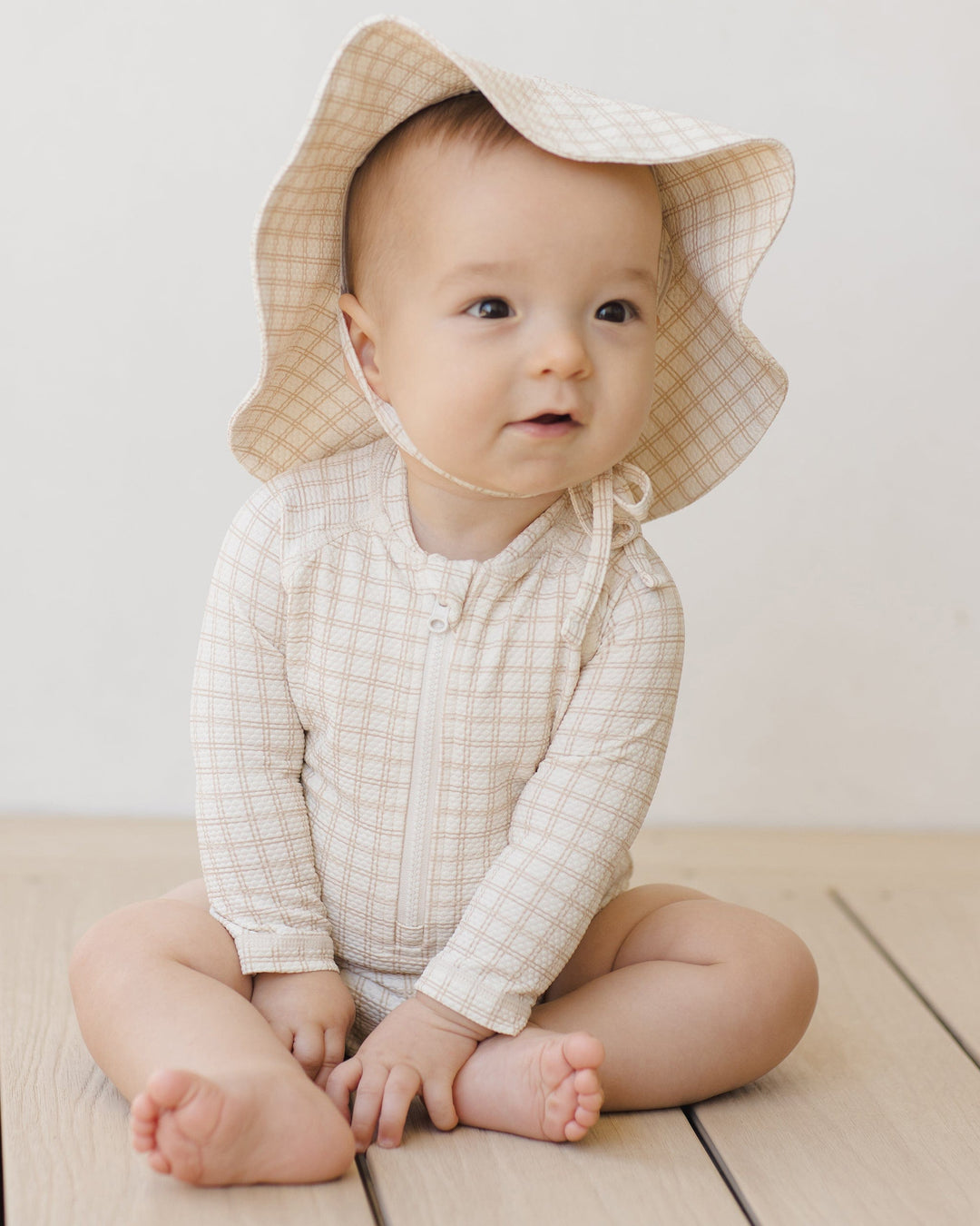 Quincy Mae Baby Sun Hat - Oat Check