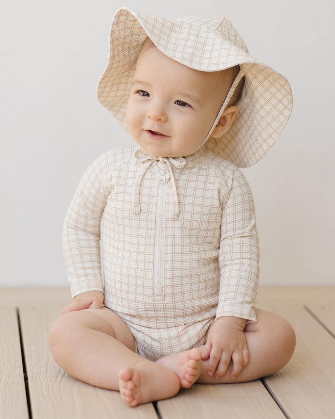 Quincy Mae Baby Sun Hat - Oat Check