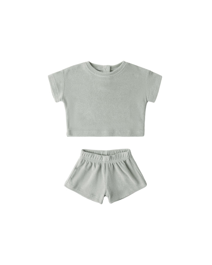 Quincy Mae Baby Terry Tee + Short Set Sage
