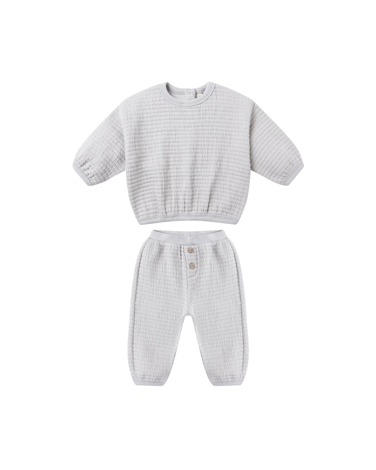 Quincy Mae Baby Textured Sweat Set - Frost