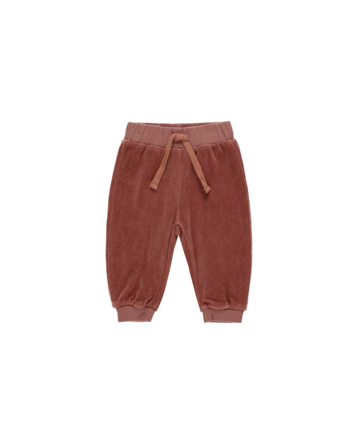 Quincy Mae Baby & Toddler Bottoms Velour Relaxed Sweatpant - Cranberry