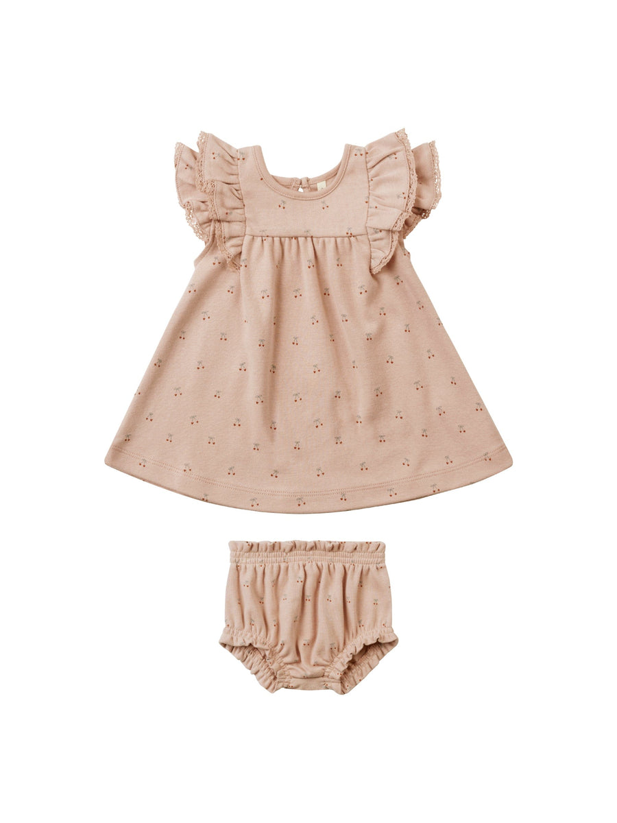 Quincy Mae Baby & Toddler Dresses 0-3m Flutter Dress & Bloomer - Cherries