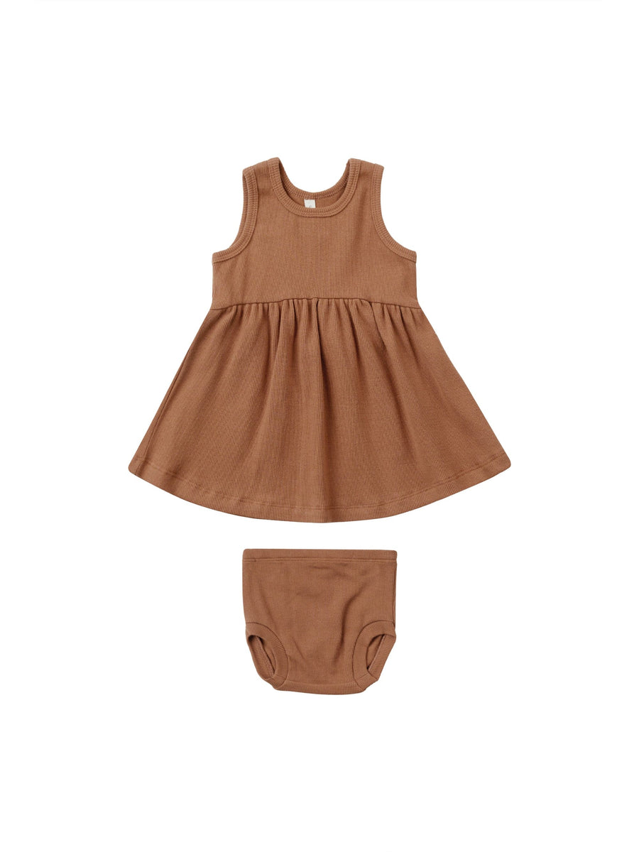 Quincy Mae Baby & Toddler Dresses 0-3m Ribbed Tank Dress - Clay