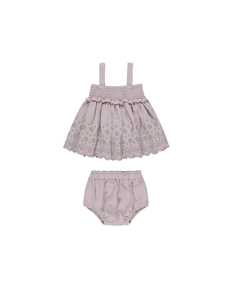 Quincy Mae Baby & Toddler Dresses Mae Smocked Top + Bloomer Set - Lavender