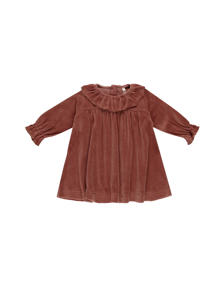 Quincy Mae Baby & Toddler Dresses Velour Baby Dress - Cranberry