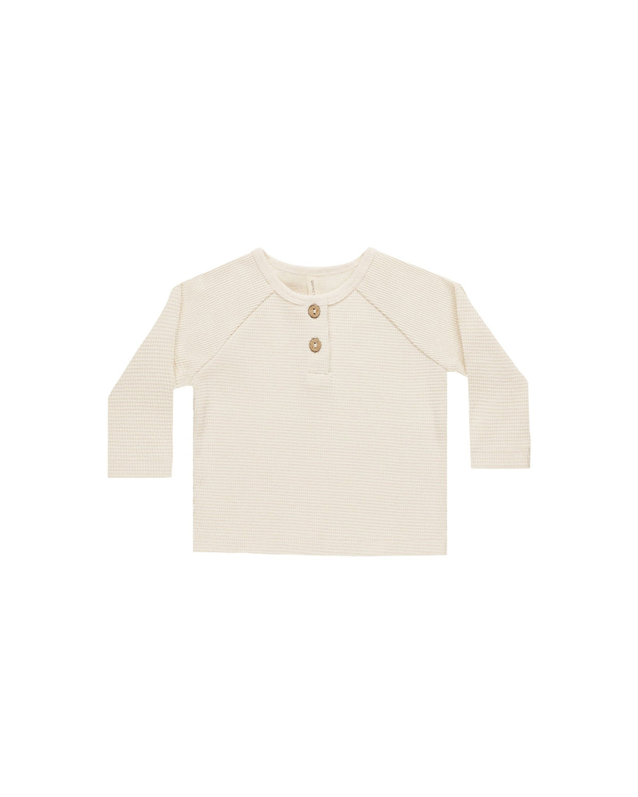 Quincy Mae Baby & Toddler Tops Henley Knit Top - Natural