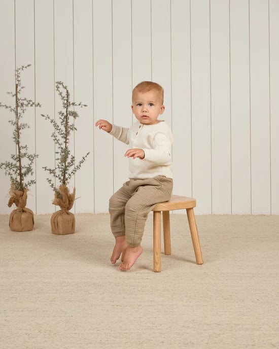 Quincy Mae Baby & Toddler Tops Henley Knit Top - Natural