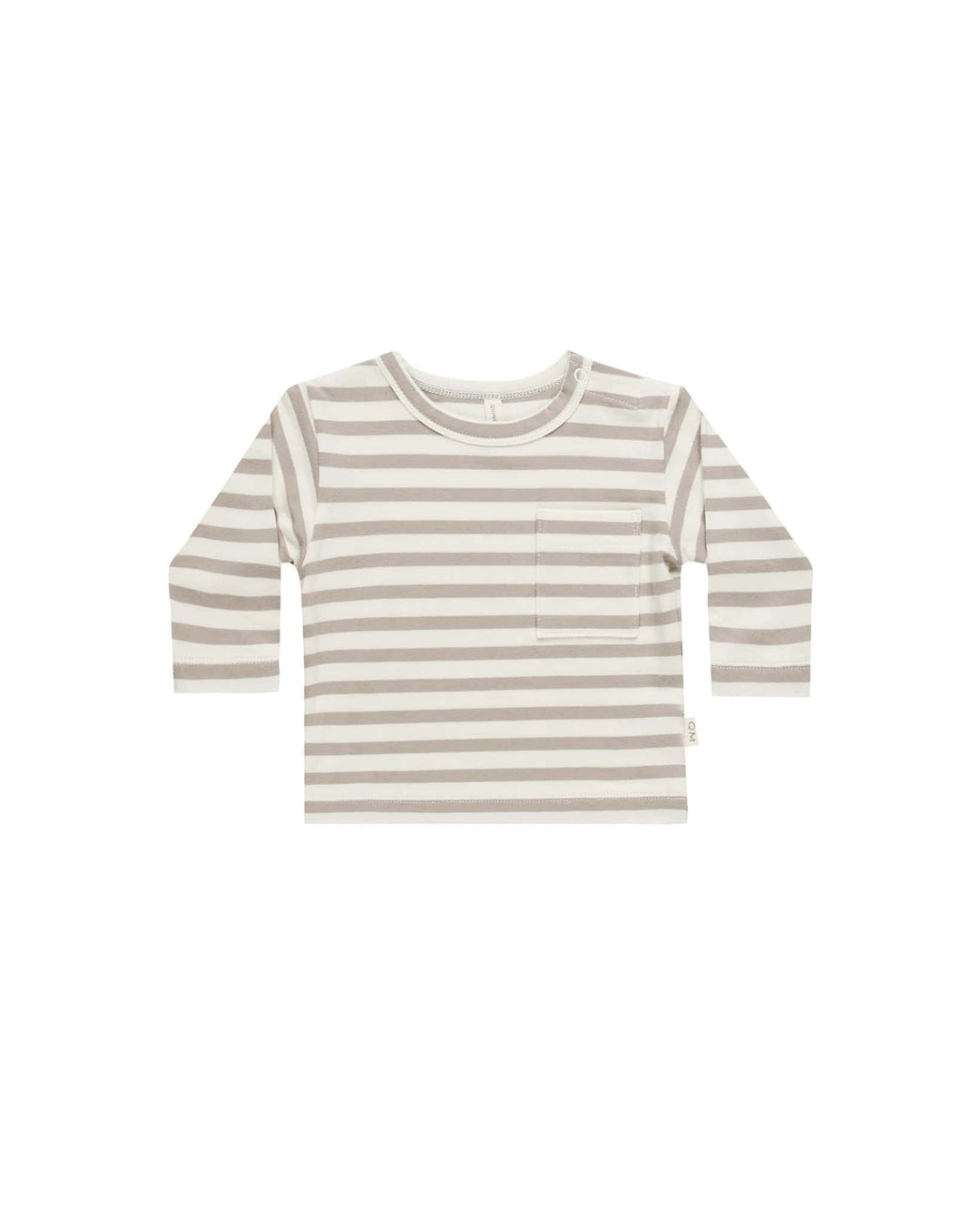 Quincy Mae Baby & Toddler Tops Long Sleeve Pocket Tee - Grey Stripe