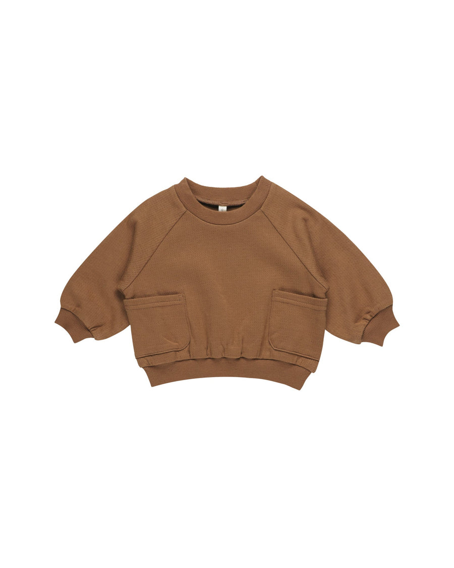 Quincy Mae Baby & Toddler Tops Pocket Sweatshirt - Cinnamon