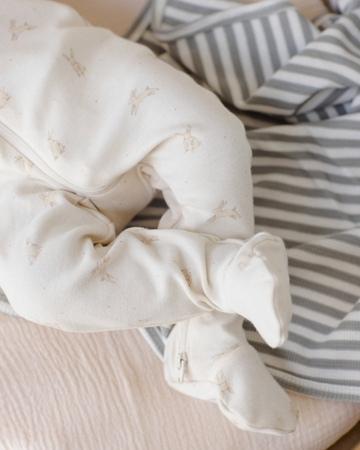 Quincy Mae Baby Waffle Baby Blanket Sage Stripe